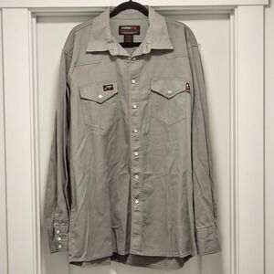 Forge FR Work Shirt Mens Long Sleeve Flame Resistant Size 2XL XXL Gray Snap